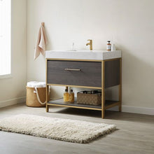 Load image into Gallery viewer, Vinnova Palma 36G&quot; Single Sink Bath Vanity in Suleiman Oak with White Composite Grain Stone Countertop- Vinnova