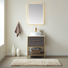 Load image into Gallery viewer, Vinnova Murcia 24G&quot; Single Sink Bath Vanity in Suleiman Oak with White Composite Grain Stone Countertop and Mirror- Vinnova
