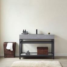 Load image into Gallery viewer, Vinnova Bilbao 48&quot; Single Vanity with Matte black stainless steel bracket match with Grey Sintered Stone Top- Vinnova