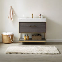 Load image into Gallery viewer, Vinnova Palma 36G&quot; Single Sink Bath Vanity in Suleiman Oak with White Composite Grain Stone Countertop- Vinnova
