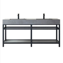 Load image into Gallery viewer, Vinnova Bilbao 72&quot; Double Vanity with Matte black stainless steel bracket match with Grey Sintered Stone Top- Vinnova