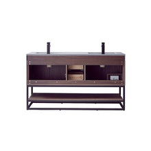 Load image into Gallery viewer, Vinnova Alistair 60B&quot; Double Sink Bath Vanity in North Carolina Oak with Grey Sintered Stone Top- Vinnova