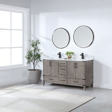 Load image into Gallery viewer, Vinnova Zaragoza 60&quot; Double Sink Bath Vanity in Classical Grey with White Composite Grain Stone Countertop and Mirror- Vinnova
