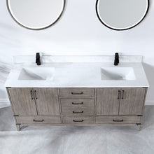 Load image into Gallery viewer, Vinnova Zaragoza 72&quot; Double Sink Bath Vanity in Classical Grey with White Composite Grain Stone Countertop and Mirror- Vinnova