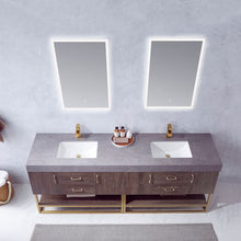 Load image into Gallery viewer, Vinnova Alistair 84&quot; Double Sink Bath Vanity in North Carolina Oak with Grey Sintered Stone Top and Mirror- Vinnova