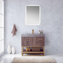 Load image into Gallery viewer, Vinnova Alistair 36" Single Sink Bath Vanity in North Carolina Oak with Grey Sintered Stone Top and Mirror- Vinnova