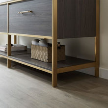 Load image into Gallery viewer, Vinnova Palma 72G&quot; Double Sink Bath Vanity in Suleiman Oak with White Composite Grain Stone Countertop- Vinnova