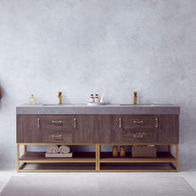 Load image into Gallery viewer, Vinnova Alistair 84&quot; Double Sink Bath Vanity in North Carolina Oak with Grey Sintered Stone Top- Vinnova