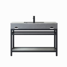 Load image into Gallery viewer, Vinnova Bilbao 48&quot; Single Vanity with Matte black stainless steel bracket match with Grey Sintered Stone Top- Vinnova