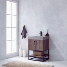 Load image into Gallery viewer, Vinnova Alistair 24B&quot; Single Sink Bath Vanity in North Carolina Oak with Grey Sintered Stone Top- Vinnova