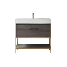 Load image into Gallery viewer, Vinnova Palma 36G&quot; Single Sink Bath Vanity in Suleiman Oak with White Composite Grain Stone Countertop- Vinnova