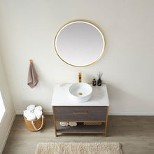 Load image into Gallery viewer, Vinnova Murcia 36G&quot; Single Sink Bath Vanity in Suleiman Oak with White Composite Grain Stone Countertop and Mirror- Vinnova