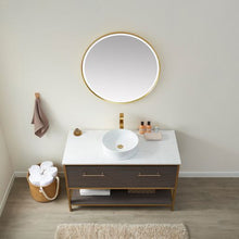 Load image into Gallery viewer, Vinnova Murcia 48G&quot; Single Sink Bath Vanity in Suleiman Oak with White Composite Grain Stone Countertop and Mirror- Vinnova