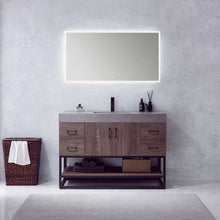 Load image into Gallery viewer, Vinnova Alistair 48B&quot; Single Sink Bath Vanity in North Carolina Oak with Grey Sintered Stone Top and Mirror- Vinnova