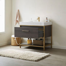 Load image into Gallery viewer, Vinnova Palma 36G&quot; Single Sink Bath Vanity in Suleiman Oak with White Composite Grain Stone Countertop- Vinnova