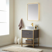 Load image into Gallery viewer, Vinnova Murcia 24G&quot; Single Sink Bath Vanity in Suleiman Oak with White Composite Grain Stone Countertop and Mirror- Vinnova