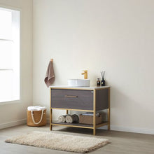 Load image into Gallery viewer, Vinnova Murcia 36G&quot; Single Sink Bath Vanity in Suleiman Oak with White Composite Grain Stone Countertop- Vinnova