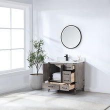 Load image into Gallery viewer, Vinnova Zaragoza 36" Single Sink Bath Vanity in Classical Grey with White Composite Grain Stone Countertop and Mirror- Vinnova
