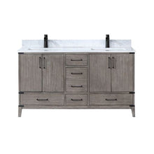 Load image into Gallery viewer, Vinnova Zaragoza 60&quot; Double Sink Bath Vanity in Classical Grey with White Composite Grain Stone Countertop- Vinnova