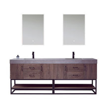 Load image into Gallery viewer, Vinnova Alistair 84B&quot; Double Sink Bath Vanity in North Carolina Oak with Grey Sintered Stone Top and Mirror- Vinnova