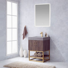 Load image into Gallery viewer, Vinnova Alistair 24&quot; Single Sink Bath Vanity in North Carolina Oak with Grey Sintered Stone Top and Mirror- Vinnova