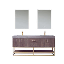 Load image into Gallery viewer, Vinnova Alistair 72&quot; Double Sink Bath Vanity in North Carolina Oak with Grey Sintered Stone Top and Mirror- Vinnova