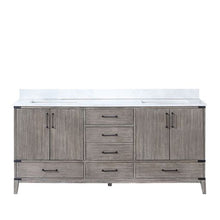 Load image into Gallery viewer, Vinnova Zaragoza 72&quot; Double Sink Bath Vanity in Classical Grey with White Composite Grain Stone Countertop- Vinnova