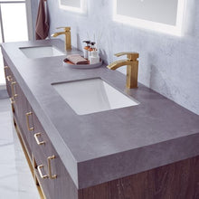 Load image into Gallery viewer, Vinnova Alistair 84&quot; Double Sink Bath Vanity in North Carolina Oak with Grey Sintered Stone Top and Mirror- Vinnova