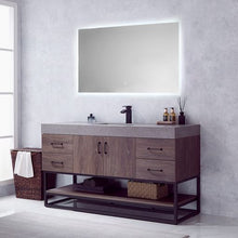 Load image into Gallery viewer, Vinnova Alistair 60B&quot; Single Sink Bath Vanity in North Carolina Oak with Grey Sintered Stone Top and Mirror- Vinnova