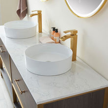 Load image into Gallery viewer, Vinnova Murcia 72G&quot; Double Sink Bath Vanity in Suleiman Oak with White Composite Grain Stone Countertop and Mirror- Vinnova
