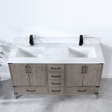 Load image into Gallery viewer, Vinnova Zaragoza 60&quot; Double Sink Bath Vanity in Classical Grey with White Composite Grain Stone Countertop- Vinnova