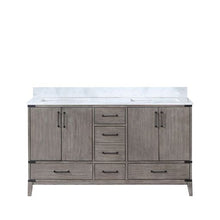 Load image into Gallery viewer, Vinnova Zaragoza 60&quot; Double Sink Bath Vanity in Classical Grey with White Composite Grain Stone Countertop- Vinnova