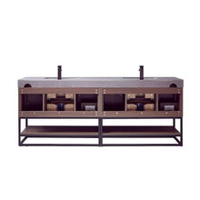 Load image into Gallery viewer, Vinnova Alistair 84B&quot; Double Sink Bath Vanity in North Carolina Oak with Grey Sintered Stone Top and Mirror- Vinnova