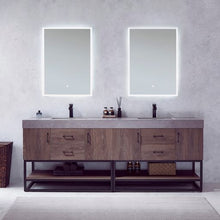 Load image into Gallery viewer, Vinnova Alistair 84B&quot; Double Sink Bath Vanity in North Carolina Oak with Grey Sintered Stone Top and Mirror- Vinnova