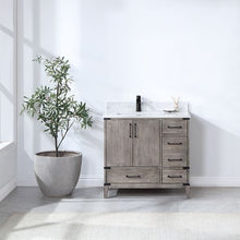 Load image into Gallery viewer, Vinnova Zaragoza 36" Single Sink Bath Vanity in Classical Grey with White Composite Grain Stone Countertop- Vinnova