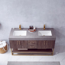 Load image into Gallery viewer, Vinnova Alistair 60&quot; Double Sink Bath Vanity in North Carolina Oak with Grey Sintered Stone Top- Vinnova