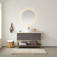 Load image into Gallery viewer, Vinnova Murcia 48G&quot; Single Sink Bath Vanity in Suleiman Oak with White Composite Grain Stone Countertop and Mirror- Vinnova