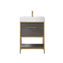 Load image into Gallery viewer, Vinnova Palma 24G&quot; Single Sink Bath Vanity in Suleiman Oak with White Composite Grain Stone Countertop- Vinnova