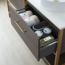 Load image into Gallery viewer, Vinnova Murcia 60G&quot; Double Sink Bath Vanity in Suleiman Oak with White Composite Grain Stone Countertop and Mirror- Vinnova