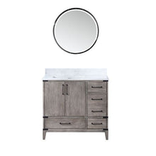 Load image into Gallery viewer, Vinnova Zaragoza 36" Single Sink Bath Vanity in Classical Grey with White Composite Grain Stone Countertop and Mirror- Vinnova