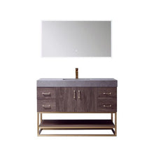 Load image into Gallery viewer, Vinnova Alistair 48&quot; Single Sink Bath Vanity in North Carolina Oak with Grey Sintered Stone Top and Mirror- Vinnova