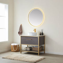 Load image into Gallery viewer, Vinnova Murcia 36G&quot; Single Sink Bath Vanity in Suleiman Oak with White Composite Grain Stone Countertop and Mirror- Vinnova