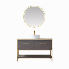Load image into Gallery viewer, Vinnova Murcia 48G&quot; Single Sink Bath Vanity in Suleiman Oak with White Composite Grain Stone Countertop and Mirror- Vinnova