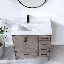Load image into Gallery viewer, Vinnova Zaragoza 36" Single Sink Bath Vanity in Classical Grey with White Composite Grain Stone Countertop and Mirror- Vinnova