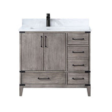 Load image into Gallery viewer, Vinnova Zaragoza 36" Single Sink Bath Vanity in Classical Grey with White Composite Grain Stone Countertop- Vinnova