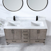 Load image into Gallery viewer, Vinnova Zaragoza 60&quot; Double Sink Bath Vanity in Classical Grey with White Composite Grain Stone Countertop and Mirror- Vinnova
