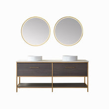 Load image into Gallery viewer, Vinnova Murcia 72G&quot; Double Sink Bath Vanity in Suleiman Oak with White Composite Grain Stone Countertop and Mirror- Vinnova