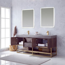 Load image into Gallery viewer, Vinnova Alistair 72&quot; Double Sink Bath Vanity in North Carolina Oak with Grey Sintered Stone Top and Mirror- Vinnova