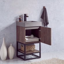 Load image into Gallery viewer, Vinnova Alistair 18B&quot; Single Sink Bath Vanity in North Carolina Oak with Grey Composite Integral Square Sink Top- Vinnova