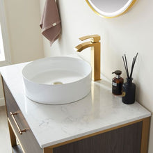 Load image into Gallery viewer, Vinnova Murcia 36G&quot; Single Sink Bath Vanity in Suleiman Oak with White Composite Grain Stone Countertop and Mirror- Vinnova